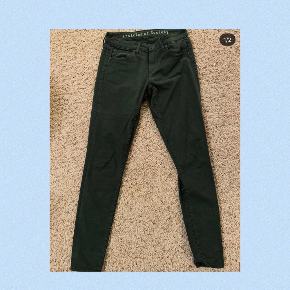 Green skinny jeans